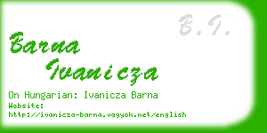 barna ivanicza business card